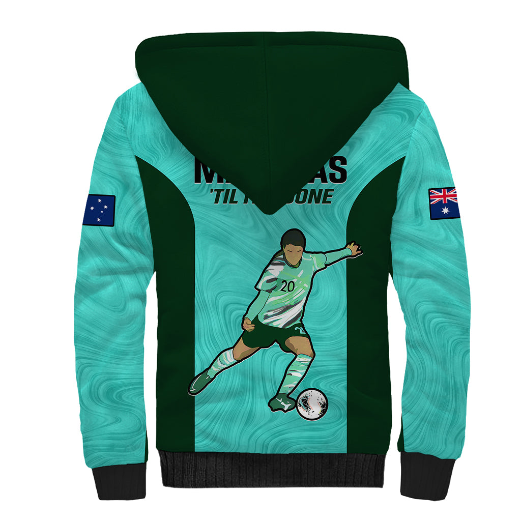 Australia Soccer Sherpa Hoodie Sam Kerr Matildas Proud 2023 World Cup Turquoise - Wonder Print Shop