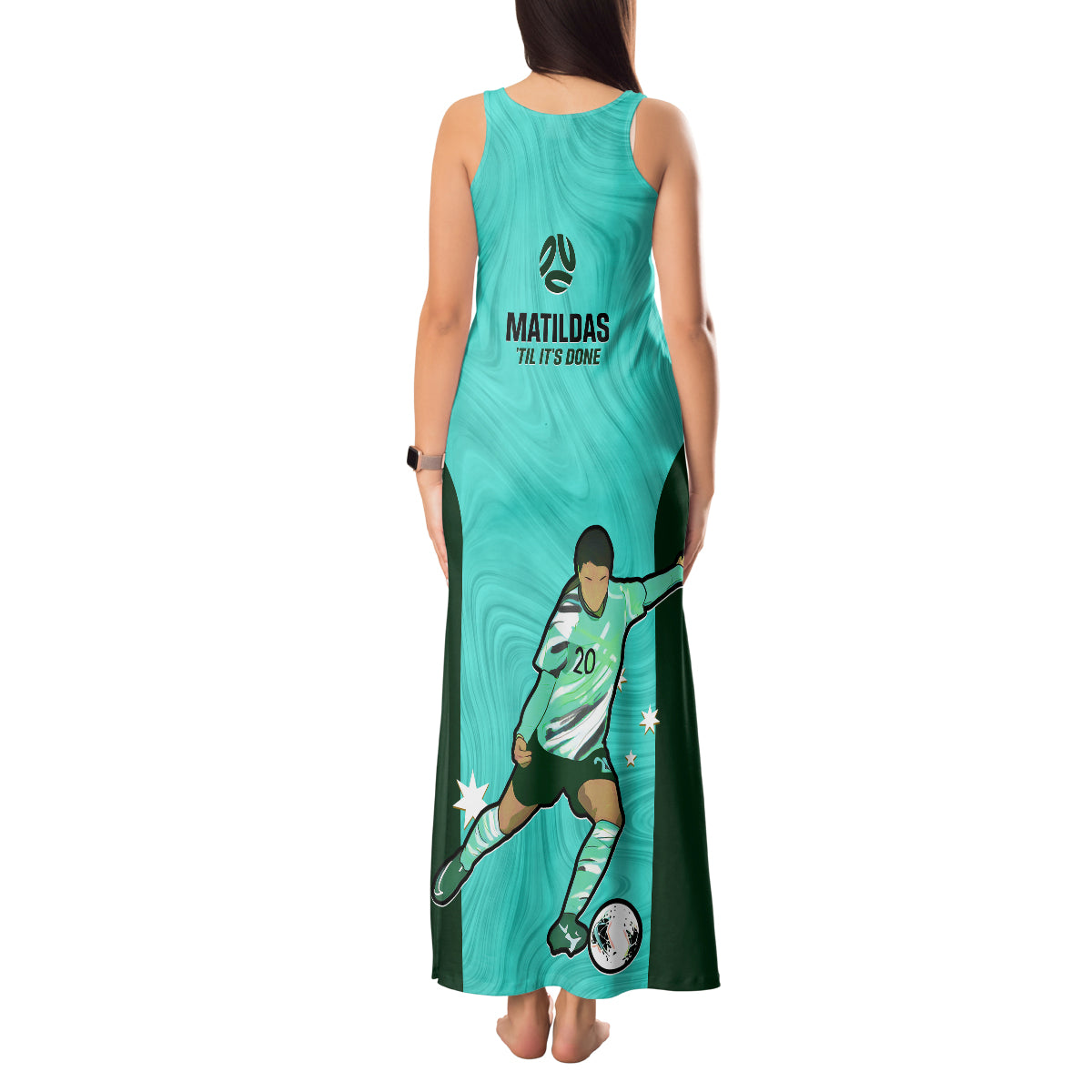 Australia Soccer Tank Maxi Dress Sam Kerr Matildas Proud 2023 World Cup Turquoise - Wonder Print Shop