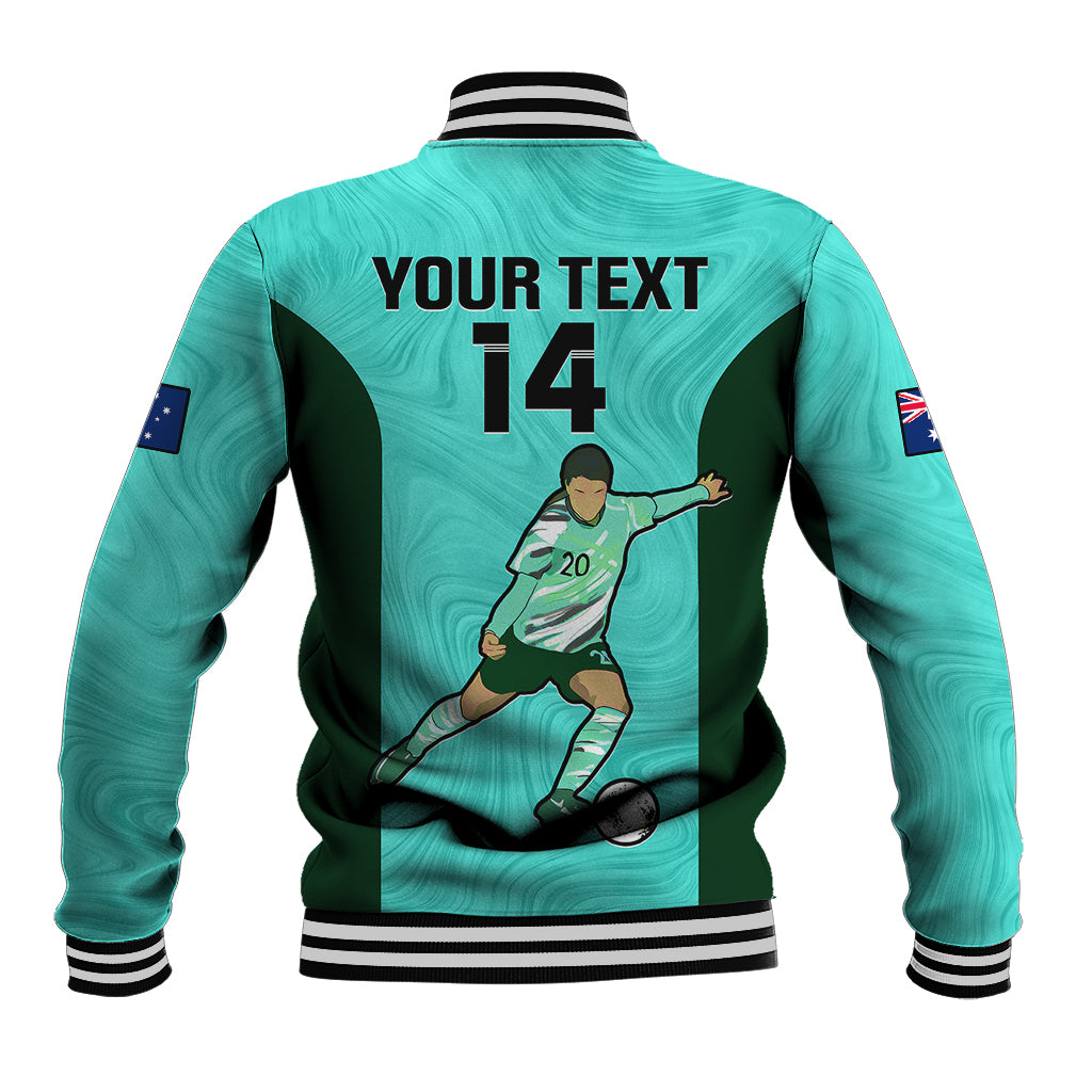 Custom Australia Soccer Baseball Jacket Sam Kerr Matildas Proud 2023 World Cup Turquoise - Wonder Print Shop