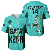Custom Australia Soccer Baseball Jersey Sam Kerr Matildas Proud 2023 World Cup Turquoise - Wonder Print Shop