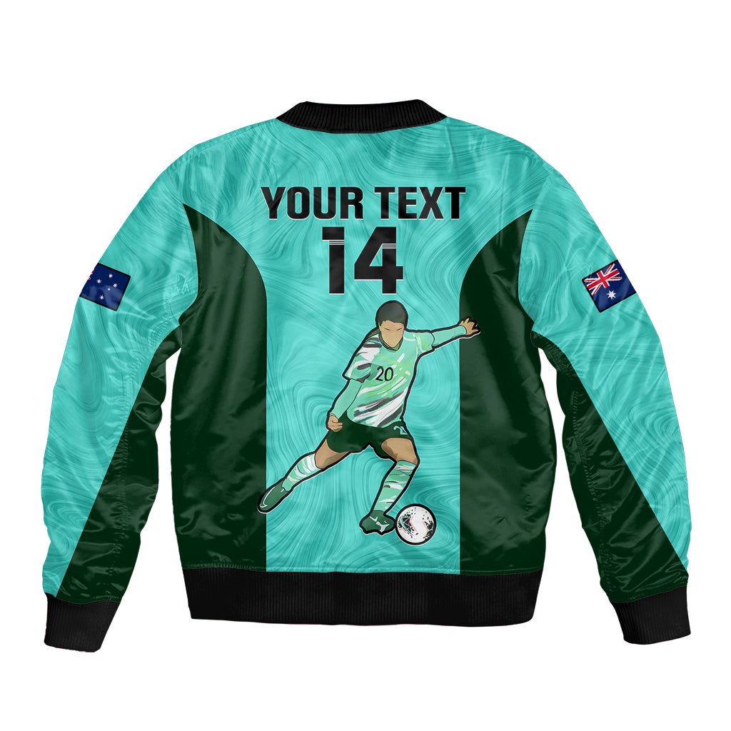 Custom Australia Soccer Bomber Jacket Sam Kerr Matildas Proud 2023 World Cup Turquoise - Wonder Print Shop