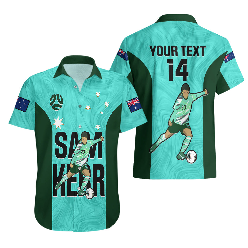 Custom Australia Soccer Hawaiian Shirt Sam Kerr Matildas Proud 2023 World Cup Turquoise - Wonder Print Shop