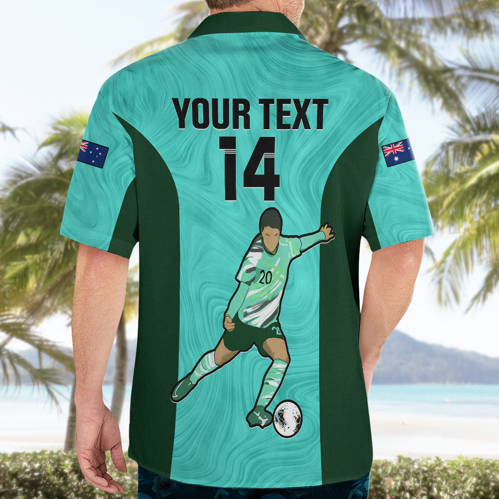 Custom Australia Soccer Hawaiian Shirt Sam Kerr Matildas Proud 2023 World Cup Turquoise - Wonder Print Shop