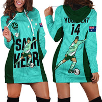 Custom Australia Soccer Hoodie Dress Sam Kerr Matildas Proud 2023 World Cup Turquoise - Wonder Print Shop