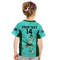 Custom Australia Soccer Kid T Shirt Sam Kerr Matildas Proud 2023 World Cup Turquoise - Wonder Print Shop
