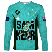Custom Australia Soccer Long Sleeve Shirt Sam Kerr Matildas Proud 2023 World Cup Turquoise - Wonder Print Shop