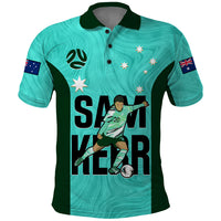 Custom Australia Soccer Polo Shirt Sam Kerr Matildas Proud 2023 World Cup Turquoise - Wonder Print Shop