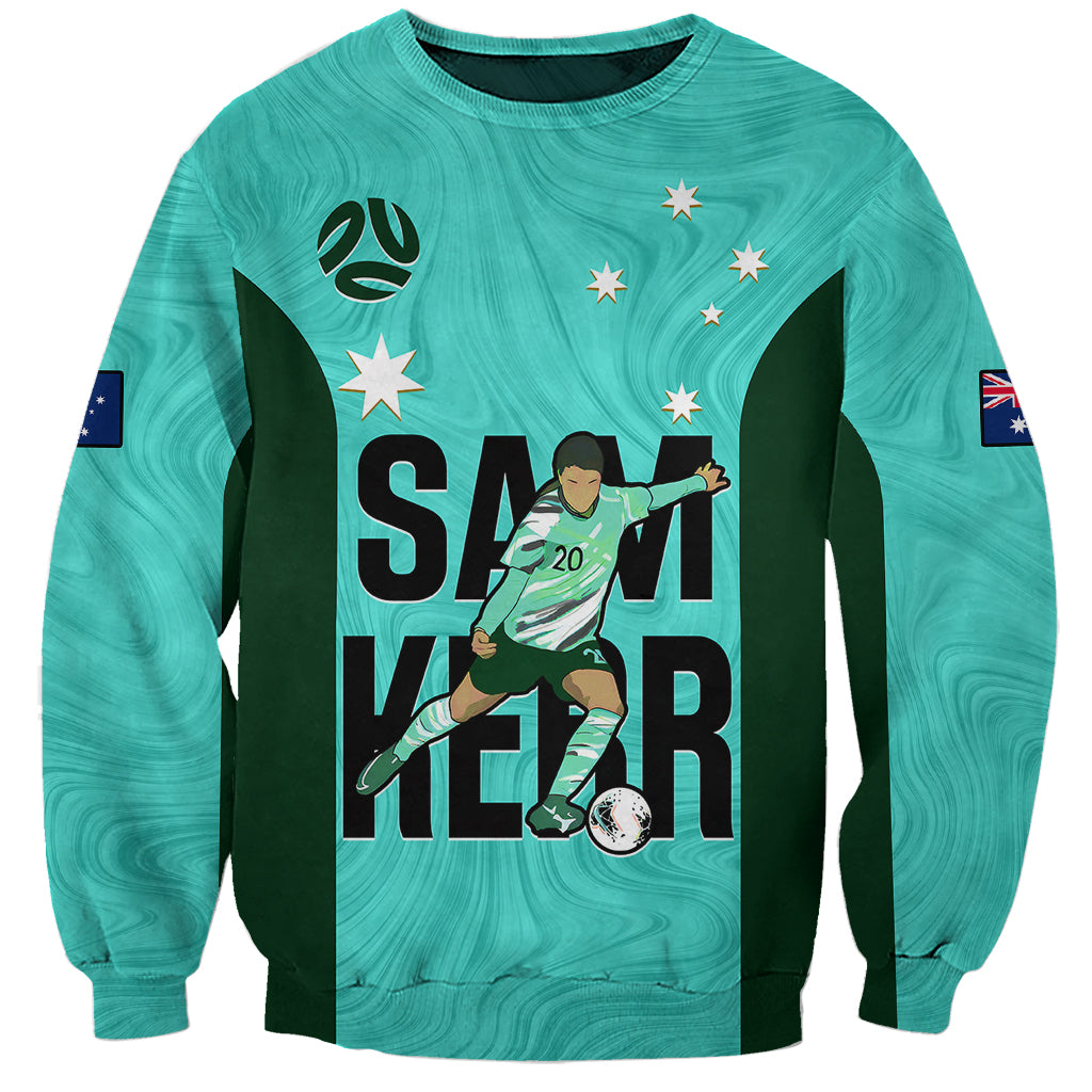 Custom Australia Soccer Sweatshirt Sam Kerr Matildas Proud 2023 World Cup Turquoise - Wonder Print Shop