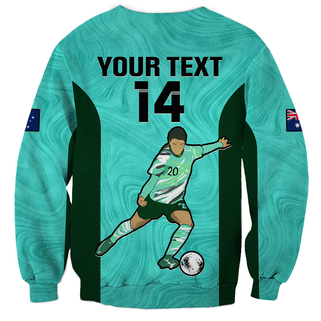Custom Australia Soccer Sweatshirt Sam Kerr Matildas Proud 2023 World Cup Turquoise - Wonder Print Shop