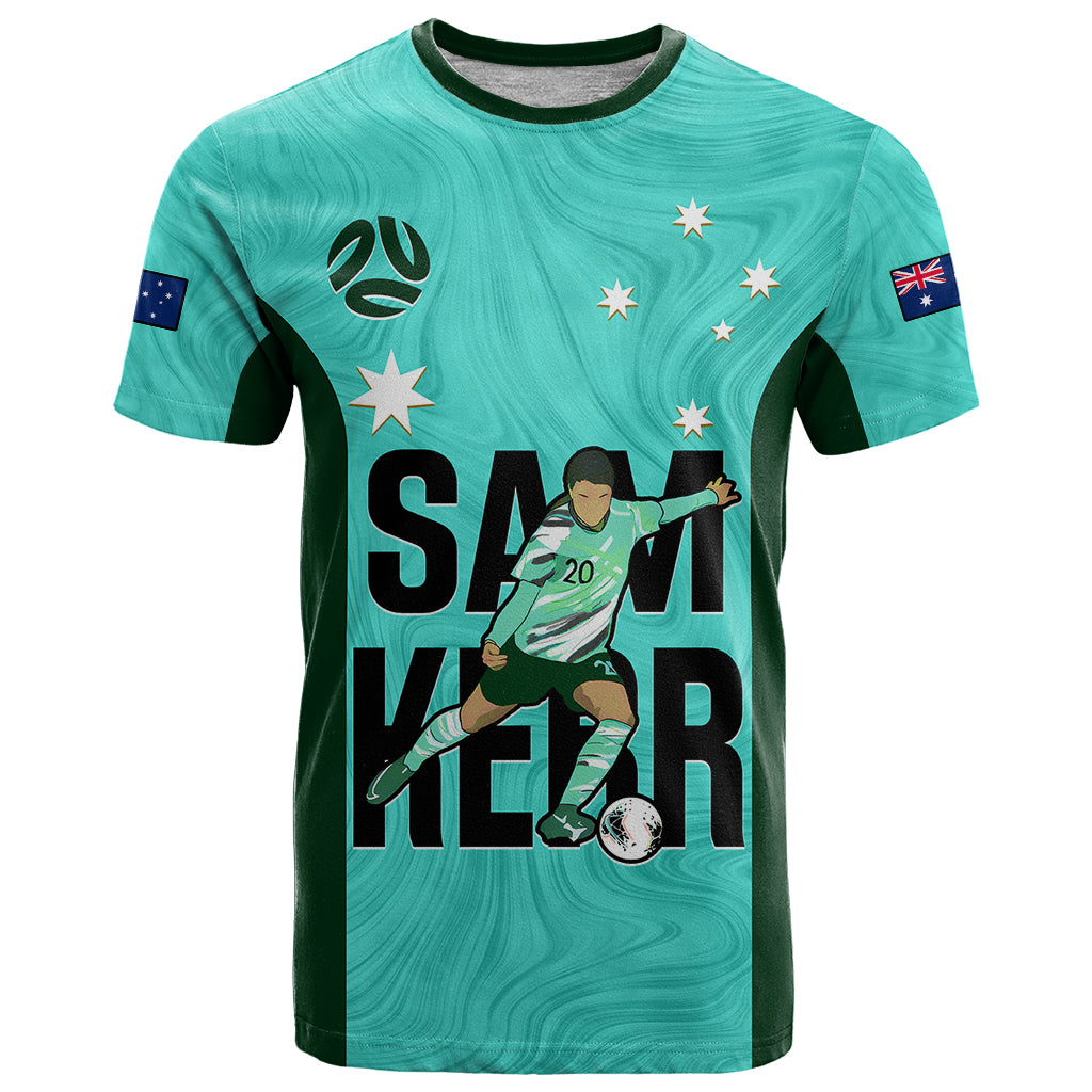 Custom Australia Soccer T Shirt Sam Kerr Matildas Proud 2023 World Cup Turquoise - Wonder Print Shop