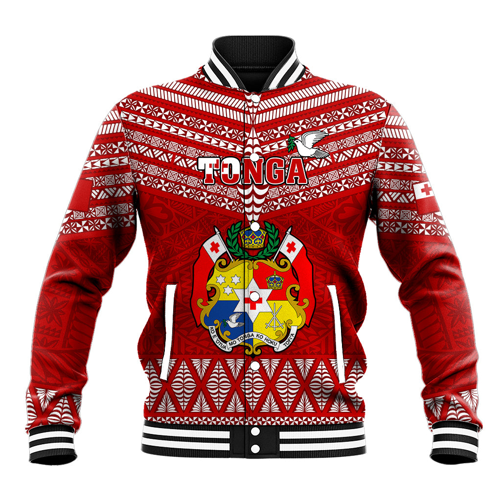 Tonga Rugby Baseball Jacket 2023 World Cup Tongan Kupesi Ngatu Pattern - Wonder Print Shop