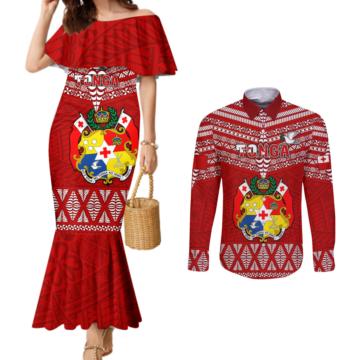tonga-rugby-couples-matching-mermaid-dress-and-long-sleeve-button-shirts-2023-world-cup-tongan-kupesi-ngatu-pattern