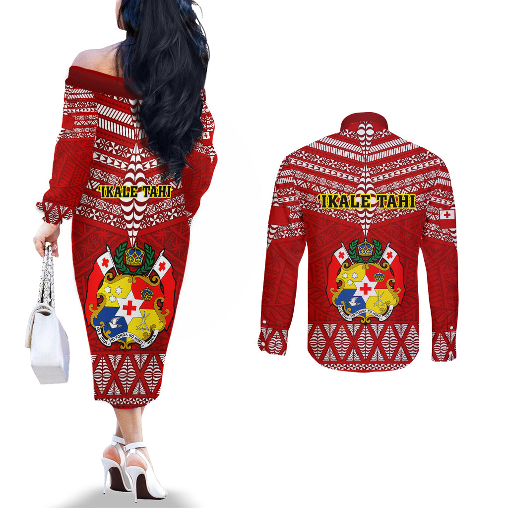 tonga-rugby-couples-matching-off-the-shoulder-long-sleeve-dress-and-long-sleeve-button-shirts-2023-world-cup-tongan-kupesi-ngatu-pattern