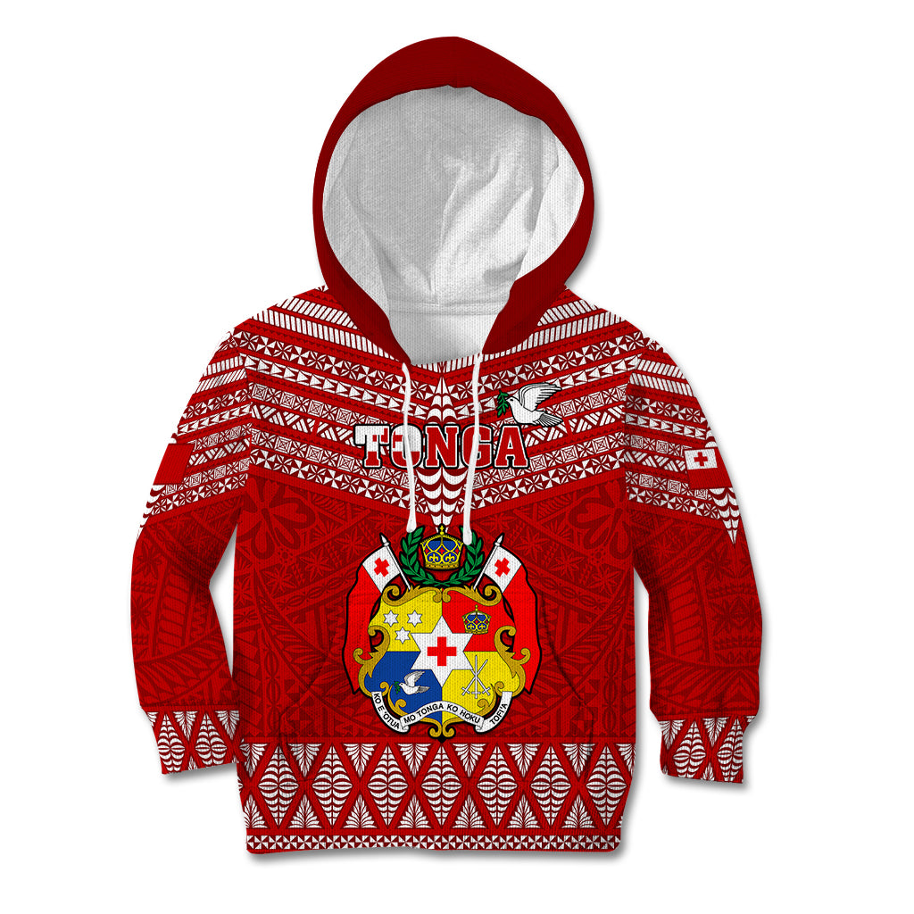 Tonga Rugby Kid Hoodie 2023 World Cup Tongan Kupesi Ngatu Pattern - Wonder Print Shop
