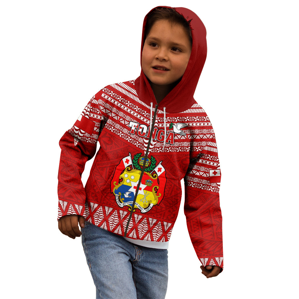 Tonga Rugby Kid Hoodie 2023 World Cup Tongan Kupesi Ngatu Pattern - Wonder Print Shop
