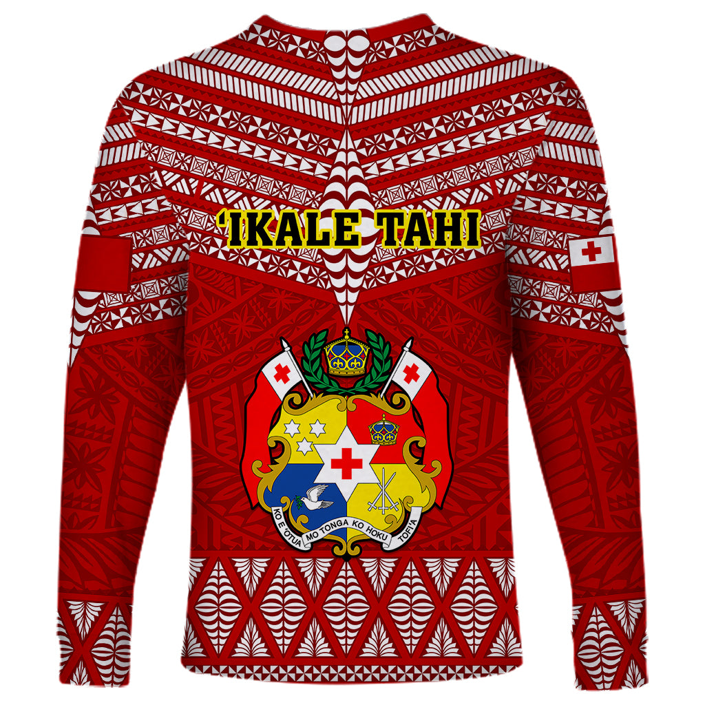 Tonga Rugby Long Sleeve Shirt 2023 World Cup Tongan Kupesi Ngatu Pattern - Wonder Print Shop