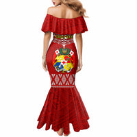 Tonga Rugby Mermaid Dress 2023 World Cup Tongan Kupesi Ngatu Pattern - Wonder Print Shop
