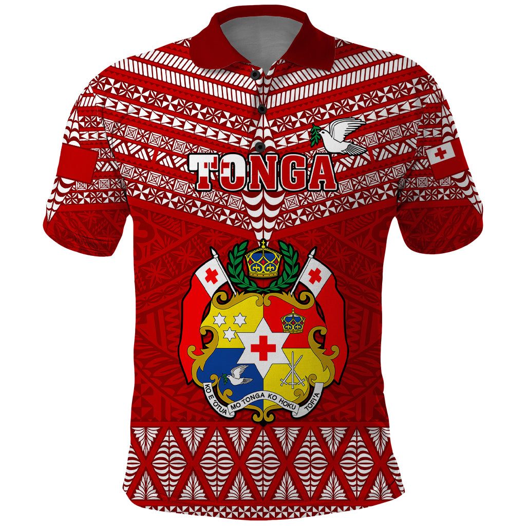 Tonga Rugby Polo Shirt 2023 World Cup Tongan Kupesi Ngatu Pattern - Wonder Print Shop