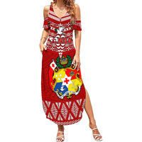 Tonga Rugby Summer Maxi Dress 2023 World Cup Tongan Kupesi Ngatu Pattern - Wonder Print Shop