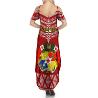Tonga Rugby Summer Maxi Dress 2023 World Cup Tongan Kupesi Ngatu Pattern - Wonder Print Shop