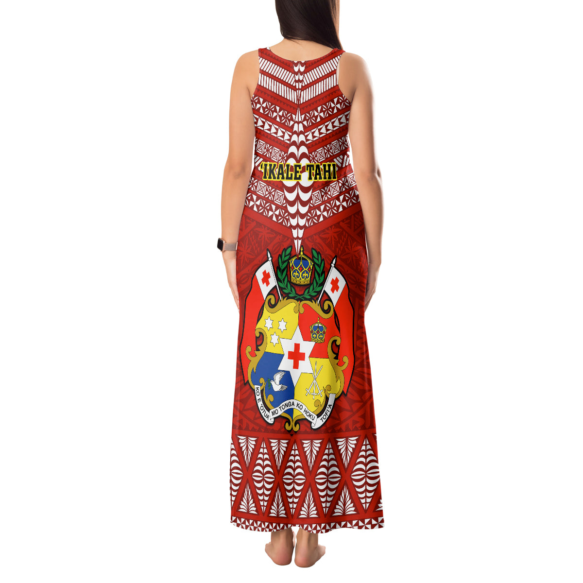 Tonga Rugby Tank Maxi Dress 2023 World Cup Tongan Kupesi Ngatu Pattern - Wonder Print Shop