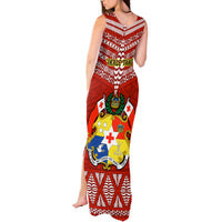 Tonga Rugby Tank Maxi Dress 2023 World Cup Tongan Kupesi Ngatu Pattern - Wonder Print Shop