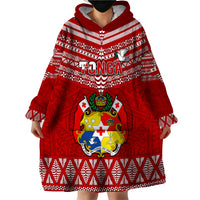 Tonga Rugby Wearable Blanket Hoodie 2023 World Cup Tongan Kupesi Ngatu Pattern - Wonder Print Shop