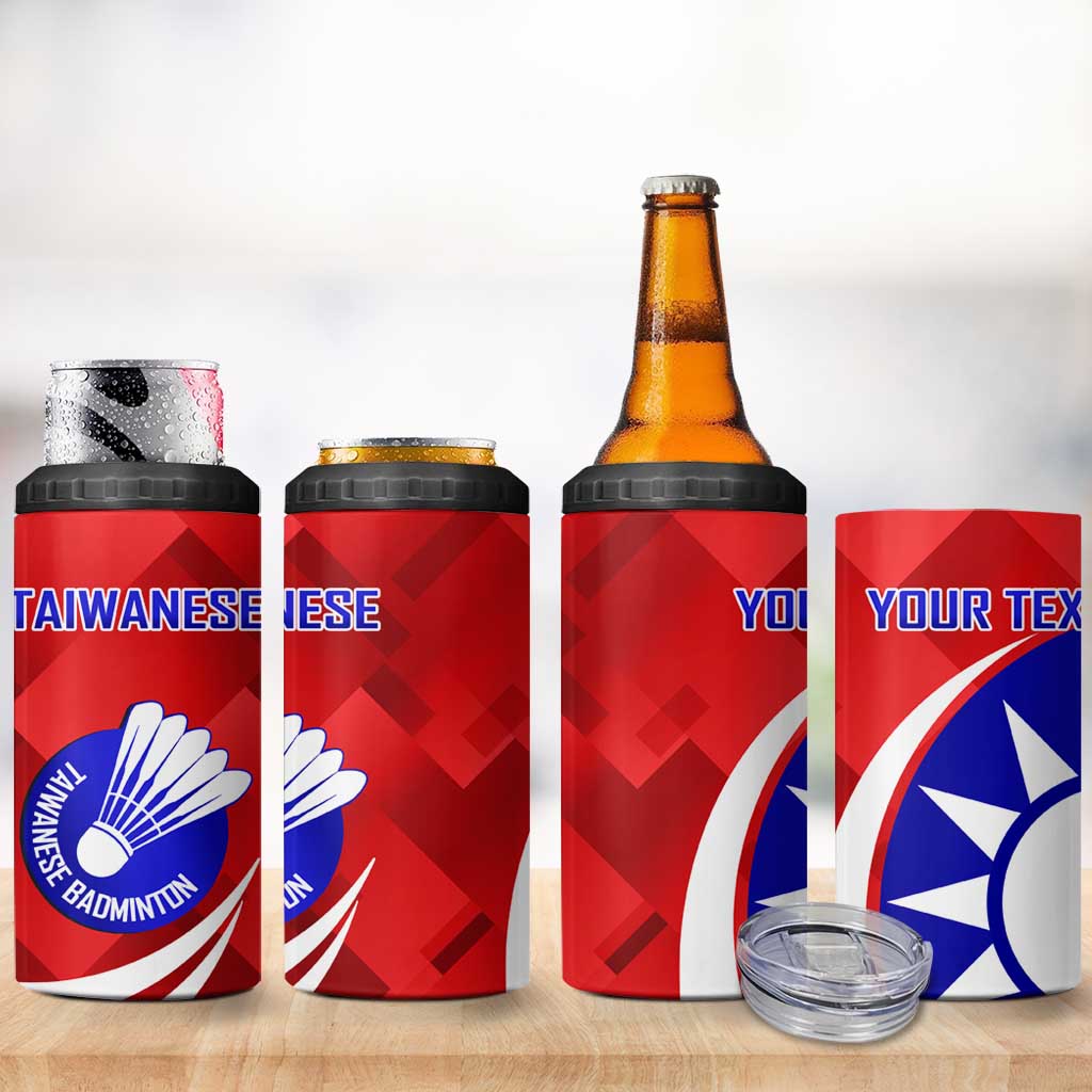 Personalised Taiwan Badminton 4 in 1 Can Cooler Tumbler 2024 Taiwanese Proud Dynamic Style - Wonder Print Shop