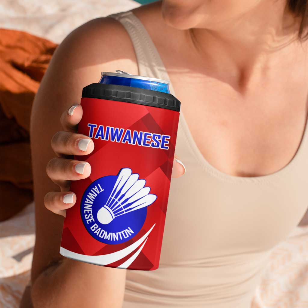 Personalised Taiwan Badminton 4 in 1 Can Cooler Tumbler 2024 Taiwanese Proud Dynamic Style - Wonder Print Shop