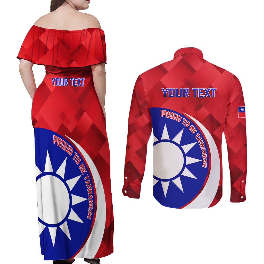 Personalised Taiwan Badminton Couples Matching Off Shoulder Maxi Dress and Long Sleeve Button Shirt 2024 Taiwanese Proud Dynamic Style - Wonder Print Shop