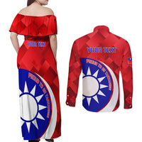 Personalised Taiwan Badminton Couples Matching Off Shoulder Maxi Dress and Long Sleeve Button Shirt 2024 Taiwanese Proud Dynamic Style - Wonder Print Shop