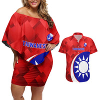 Personalised Taiwan Badminton Couples Matching Off Shoulder Short Dress and Hawaiian Shirt 2024 Taiwanese Proud Dynamic Style - Wonder Print Shop