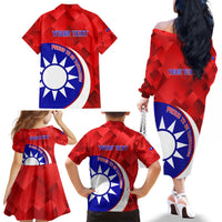 Personalised Taiwan Badminton Family Matching Off The Shoulder Long Sleeve Dress and Hawaiian Shirt 2024 Taiwanese Proud Dynamic Style - Wonder Print Shop