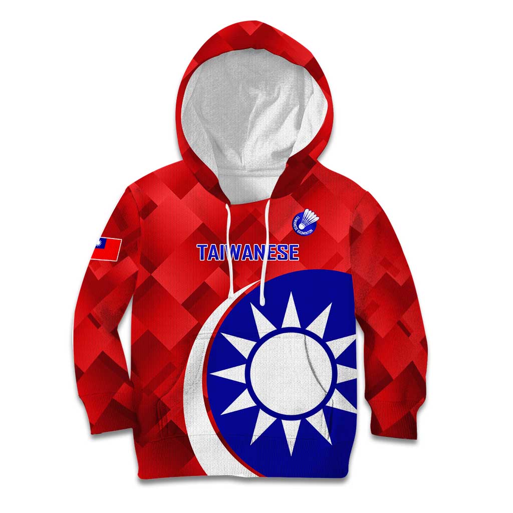Personalised Taiwan Badminton Kid Hoodie 2024 Taiwanese Proud Dynamic Style - Wonder Print Shop