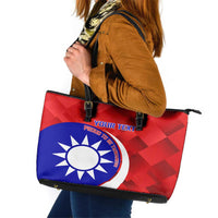 Personalised Taiwan Badminton Leather Tote Bag 2024 Taiwanese Proud Dynamic Style - Wonder Print Shop