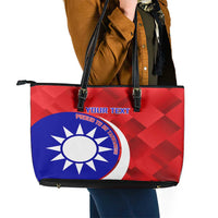 Personalised Taiwan Badminton Leather Tote Bag 2024 Taiwanese Proud Dynamic Style - Wonder Print Shop