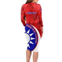 Personalised Taiwan Badminton Long Sleeve Bodycon Dress 2024 Taiwanese Proud Dynamic Style - Wonder Print Shop