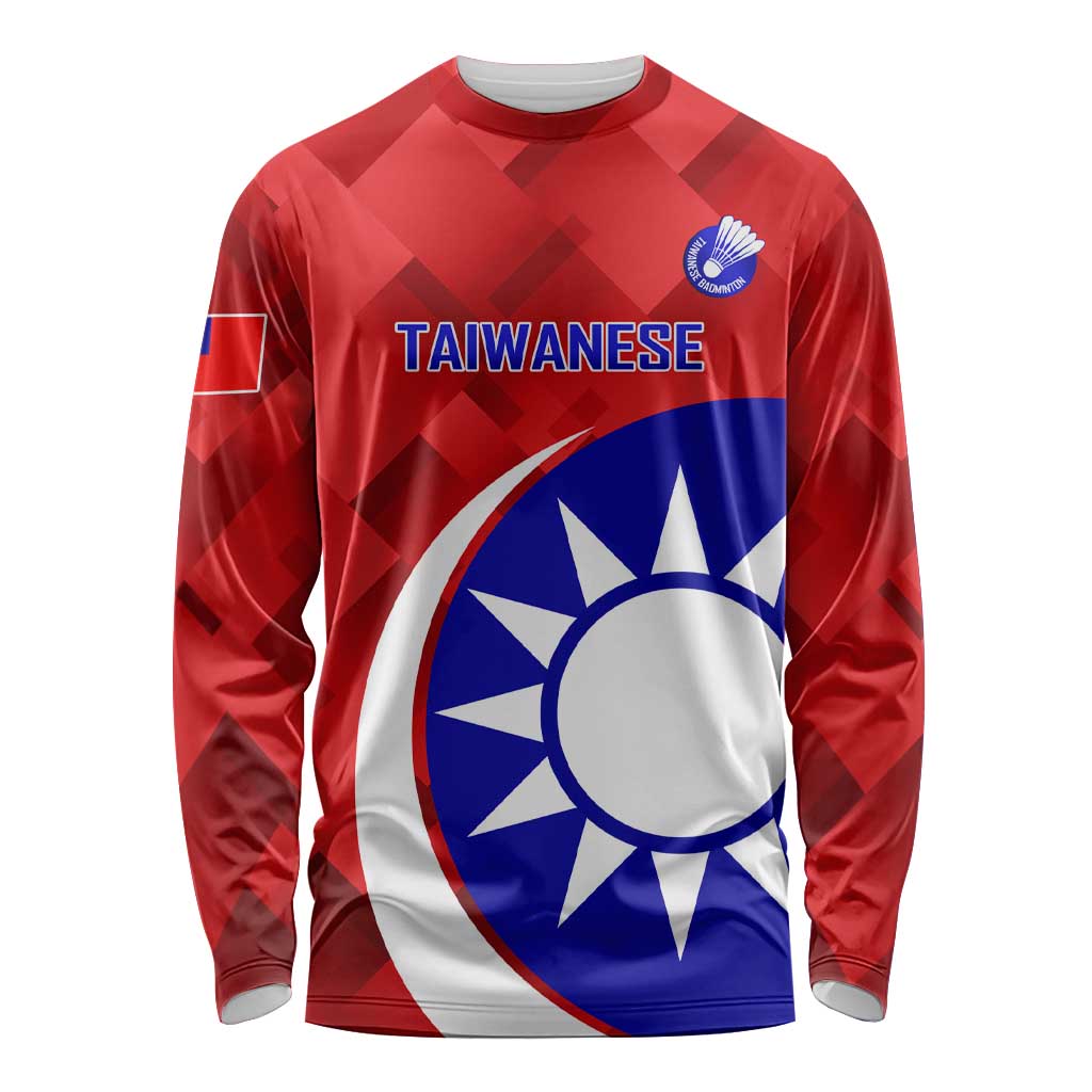 Personalised Taiwan Badminton Long Sleeve Shirt 2024 Taiwanese Proud Dynamic Style - Wonder Print Shop