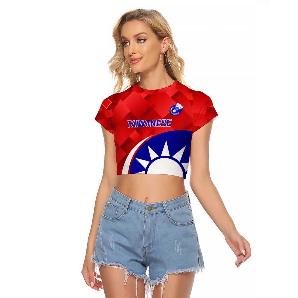 Personalised Taiwan Badminton Raglan Cropped T Shirt 2024 Taiwanese Proud Dynamic Style - Wonder Print Shop