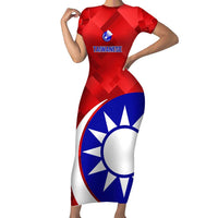 Personalised Taiwan Badminton Short Sleeve Bodycon Dress 2024 Taiwanese Proud Dynamic Style - Wonder Print Shop