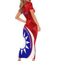 Personalised Taiwan Badminton Short Sleeve Bodycon Dress 2024 Taiwanese Proud Dynamic Style - Wonder Print Shop