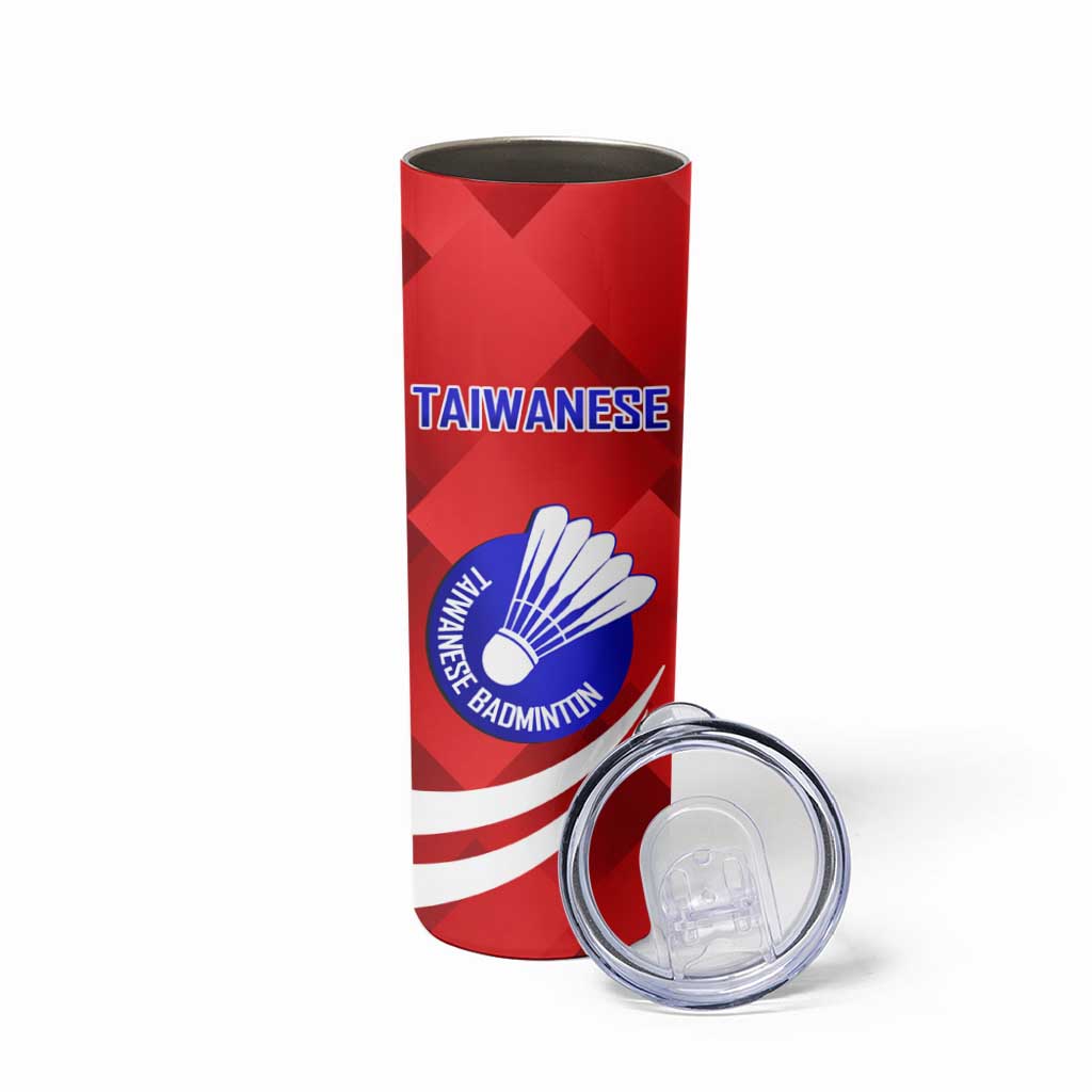 Personalised Taiwan Badminton Skinny Tumbler 2024 Taiwanese Proud Dynamic Style - Wonder Print Shop