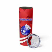 Personalised Taiwan Badminton Skinny Tumbler 2024 Taiwanese Proud Dynamic Style - Wonder Print Shop