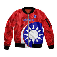 Personalised Taiwan Badminton Sleeve Zip Bomber Jacket 2024 Taiwanese Proud Dynamic Style - Wonder Print Shop