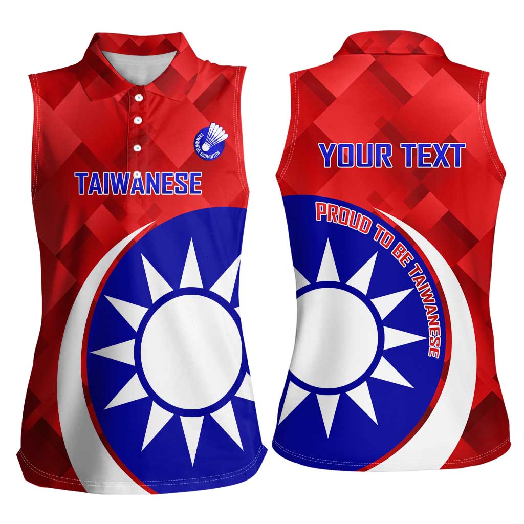 Personalised Taiwan Badminton Women Sleeveless Polo Shirt 2024 Taiwanese Proud Dynamic Style - Wonder Print Shop