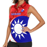 Personalised Taiwan Badminton Women Sleeveless Polo Shirt 2024 Taiwanese Proud Dynamic Style - Wonder Print Shop