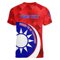 Personalised Taiwan Badminton Women V-Neck T-Shirt 2024 Taiwanese Proud Dynamic Style - Wonder Print Shop
