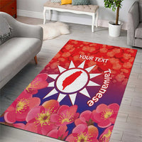 Personalised Taiwan Area Rug Taiwanese Map Mix Prunus Mume Blossoms - Wonder Print Shop
