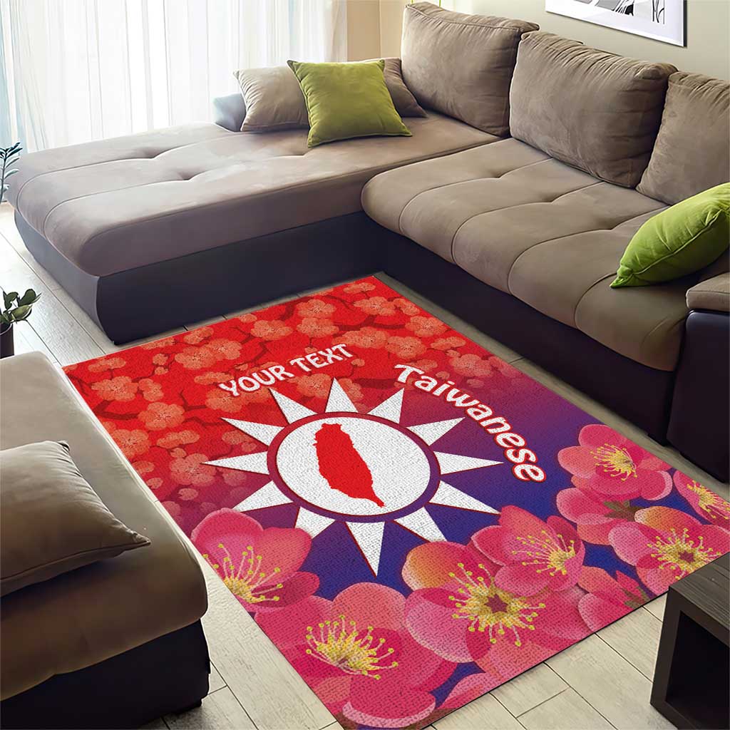 Personalised Taiwan Area Rug Taiwanese Map Mix Prunus Mume Blossoms - Wonder Print Shop