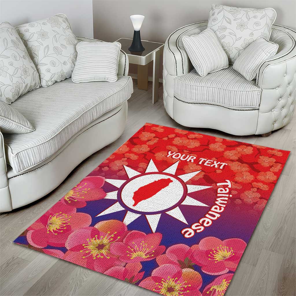 Personalised Taiwan Area Rug Taiwanese Map Mix Prunus Mume Blossoms - Wonder Print Shop